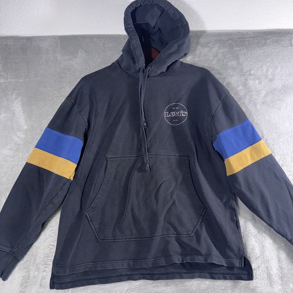Levi Strauss & Co Navy Blue Hooded Sweatshirt Men's Navy Blue Pullover Medium - Picture 7 of 10